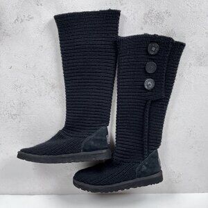 Ugg Womens Classic Cardy Black Sheepskin Knit Winter Boots Sz 8 - two of the but